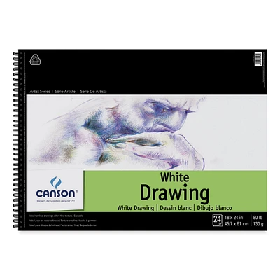 Canson Pure White Drawing Pad - 80 lb, 24 Sheets, 18" x 24"