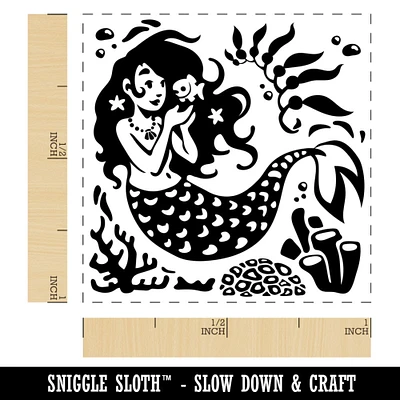 Mermaid Swimming in Reef Self-Inking Rubber Stamp Ink Stamper