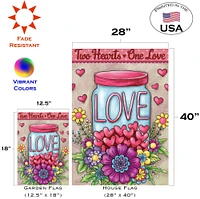 Jar of Love Decorative Valentines Double Sided Flag