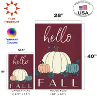 Hello Fall Gourds Decorative Fall Double Sided Flag