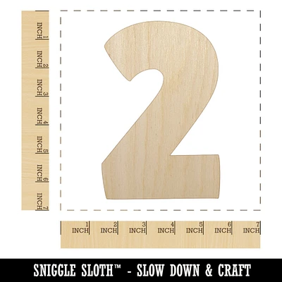 Number 2 Two Fun Bold Font Unfinished Wood Shape Piece Cutout for DIY Craft Projects