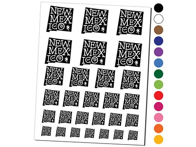 New Mexico State with Text Swirls Temporary Tattoo Water Resistant Fake Body Art Set Collection