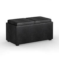 Simpli Home Avalon 5 Pc Storage Ottoman in Distressed Vegan Leather