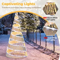 Costway 5FT Pre-lit Christmas Cone Tree with 300 Warm White & 250 Cold White LED Lights