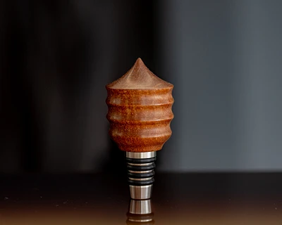 Hand-turned Wooden Bottle Stopper - Claro Walnut - Premium FDA-Grade Stainless Steel and Nitrile Hardware