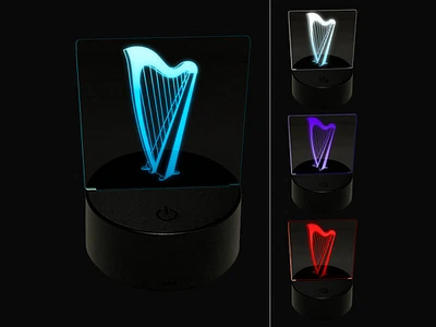 Harp String Instrument 3D Illusion LED Night Light Sign Nightstand Desk Lamp