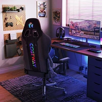 Costway Gaming Chair with RGB LED Lights Racing Game Chair with Meta Base & Class-4 Gas Lift