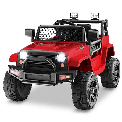 Costway 12V Kids Ride On Truck Car Electric Vehicle Remote with Music & Light Red/Purple