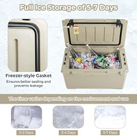 Costway 50 QT Rotomolded Cooler Portable Ice Chest Ice Retention for 5-7 Days Charcoal/Tan