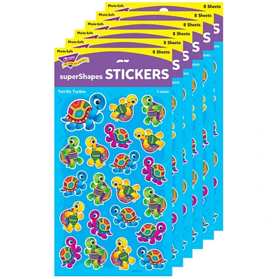 Terrific Turtles superShapes Stickers-Large, 168 Per Pack, 6 Packs