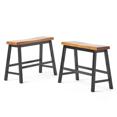 GDF Studio Toluca Saddle Wood 24-Inch Counter Dining Bench (Set of 2)