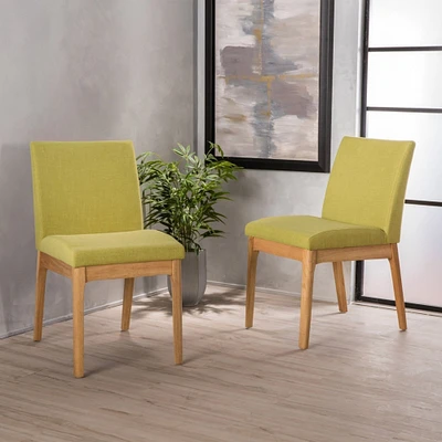 GDFStudio Leona Fabric and Wood Finish Dining Chair (Set of 2)