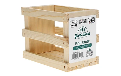 Good Wood by Leisure Arts Wooden Crate, wood crate unfinished,  wood crates for display, wood crates for storage, wooden crates cheap unfinished, 7" x 5.125" x 4"