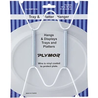 Plymor White Vinyl Finish Wall Mountable Tray and Platter Hanger, 8.25" H x 4.75" W x 0.875" D (For Trays or Platters 10" - 16")