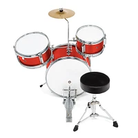 Ashthorpe 3-Piece Complete Junior Drum Set - Beginner Kit with 14" Bass, Adjustable Throne, Cymbal, Pedal & Drumsticks