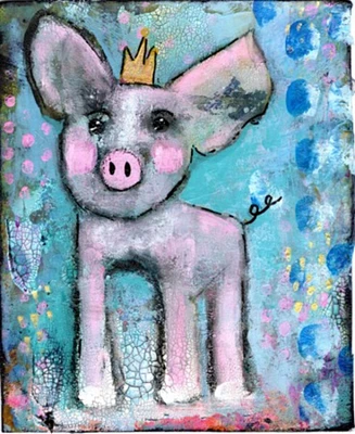 Trixie - colorful piglet 8x10 unframed art print
