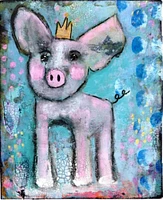 Trixie - colorful piglet 8x10 unframed art print