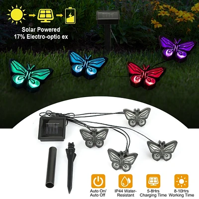 Global Phoenix Solar String Light 4 Butterfly Fairy Lights Waterproof Garden Lawn Light