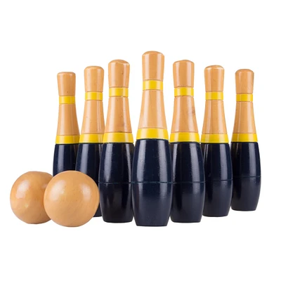 Hey! Play! 8 Inch Wooden Lawn Bowling Game Set Indoor Outdoor Kids Adults Fun