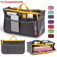 Global Phoenix Women Lady Travel Insert Handbag Organiser Makeup Bags Toiletry Purse Liner with Hand Strap