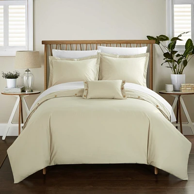 Chic Home 8 Piece Odin 200 Thread Count COMBED FINISH 100% Cotton Decorative Button Closure Detail Bed In a Bag Duvet