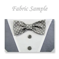 Dog Bandana with Bow Tie - "Gray Tuxedo with Gray and White Bow Tie" - Extra Small to Large Dog - Slide on Bandana - Over The Collar - AB