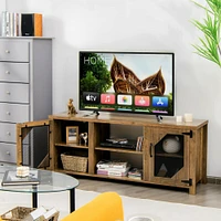 TV Stand Entertainment Media Center for TVs up to 65 Inch with Steel Mesh Doors-Rustic Brown