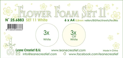 Leane Creatief Flower Foam Set 11, 6 Sheets A4 2X3 White Colours