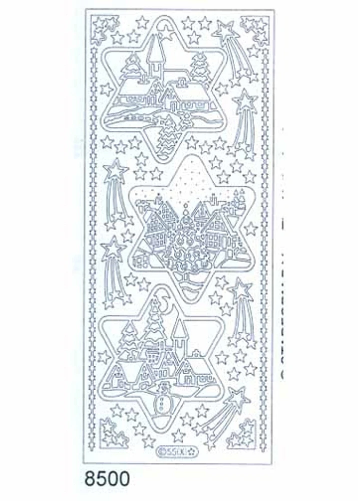 Starform Deco Stickers - Christmas Stars with Scenes - Silver