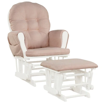 Gymax Baby Nursery Relax Rocker Rocking Chair Glider and Ottoman Set w/ Cushion