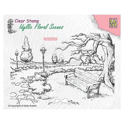 Nellie's Choice  Clear Stamp Wintery Park with Bench