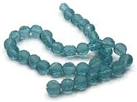 36 8mm Sky Blue Faceted Coin Flat Round Glass Beads