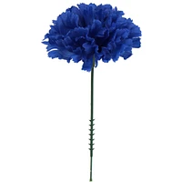 Artificial Carnation Picks, 5-Inch, 3.5" Wide, Box of 100, Realistic Silk Flowers, Flexible & Durable Stems, Royal Blue, Spring & Summer, Floral Picks, Parties & Events, Home & Office Decor