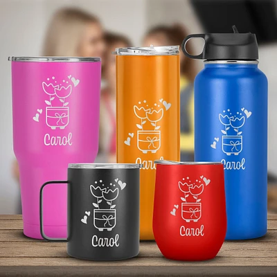 Moms help you blossom Customized Tumbler, Mothers Day Birthday Christmas Day Valentines Day Thanksgiving Gifts for Mom