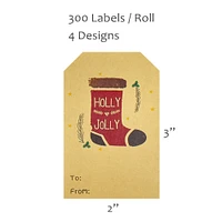 Wrapables Christmas Holiday Gift Tag Stickers and Labels Roll for Gift-Wrapping, Labeling, Package Decoration