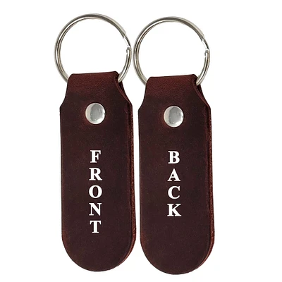 2 Sided Leather Key Chains 10 Pack-Customize it for Promotional Gifts, Fundraising, Events, Wedding - Engrave on Both Sides