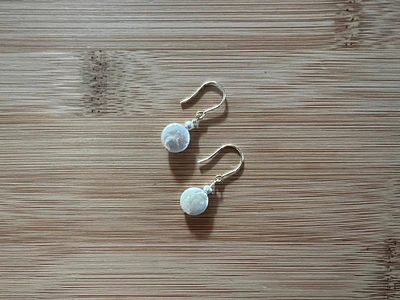 E630 - White Freshwater Coin Pearls and Sterling Silver Earrings