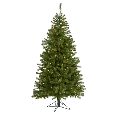 Nearly Natural 6' Pre-Lit Springfield Artificial Christmas Tree, Warm Clear LED Lights