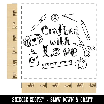 Crafted with Love Crafting Sewing Self-Inking Rubber Stamp Ink Stamper