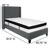 Emma and Oliver Tufted Platform Bed with Accent Nail Sides/Memory Foam Pocket Spring Mattress