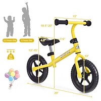 Kids No Pedal Balance Bike with Adjustable Handlebar and Seat