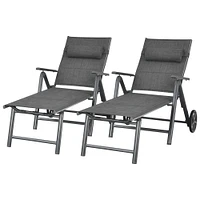Costway  2PCS Patio Reclining Chaise Lounge Padded Chair Aluminum Adjust Pillow