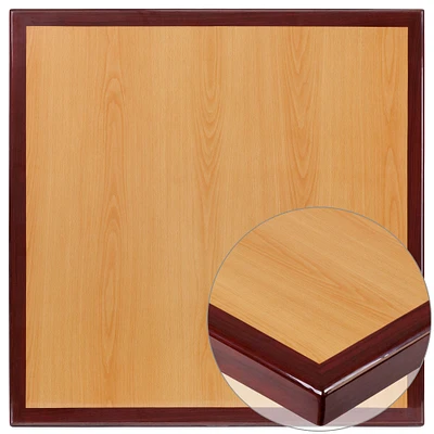 Emma and Oliver 36" Square 2-Tone High-Gloss Resin Table Top with 2" Thick Drop-Lip