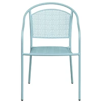 Emma and Oliver Commercial Grade Colorful Metal Patio Arm Chair with Round Back