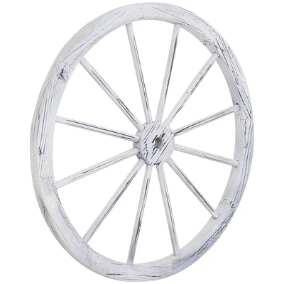 Sunnydaze Wagon Wheel Indoor/Outdoor Statue - 29 in - White by