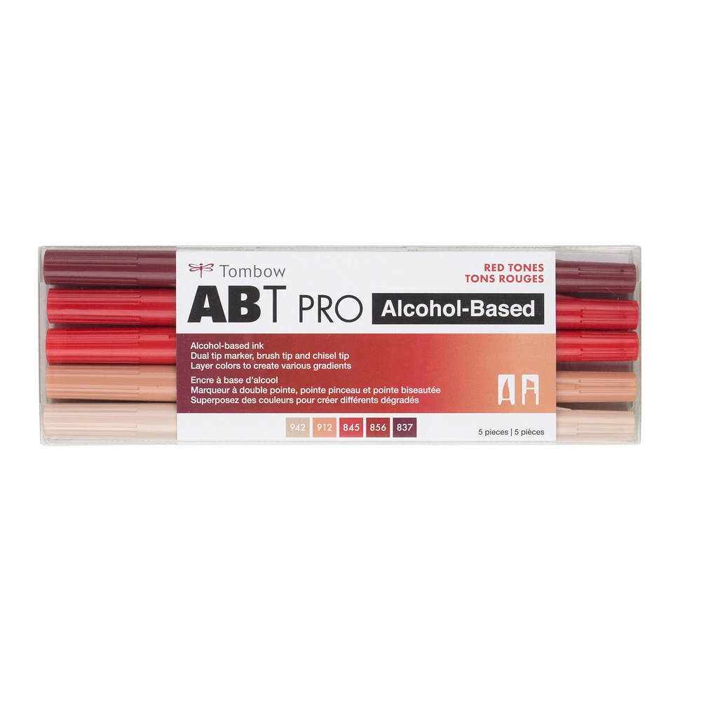 Tombow ABT PRO Alcohol-Based Art Marker Set, 5-Colors, Red Tones