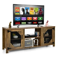 TV Stand Entertainment Media Center for TVs up to 65 Inch with Steel Mesh Doors-Rustic Brown