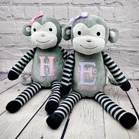 Personalized big sister gift Stuffed animal Birth announcement monkey sibling plush baby gift pregnancy keepsake, new mom