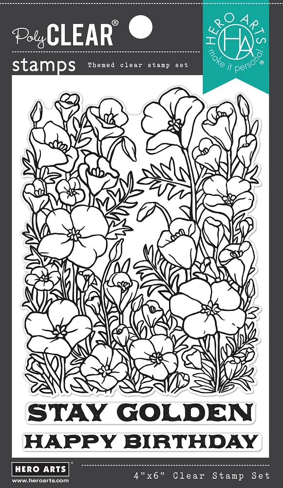 Hero Arts Clear Stamps 4"X6"-Golden Poppies