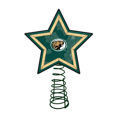 The Memory Company 10" Lighted Green and Gold Mosaic Style Star NCAA Bemidji State Beavers Christmas Tree Topper